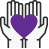 Animated hands holding heart icon