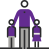 Animated parent standing between two children icon