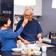 Older couple enjoying a meal together