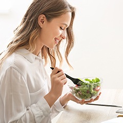 woman eating healthy food