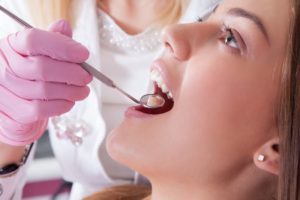 A woman having a dental checkup.