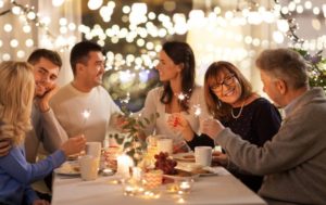 family celebrating holiday together